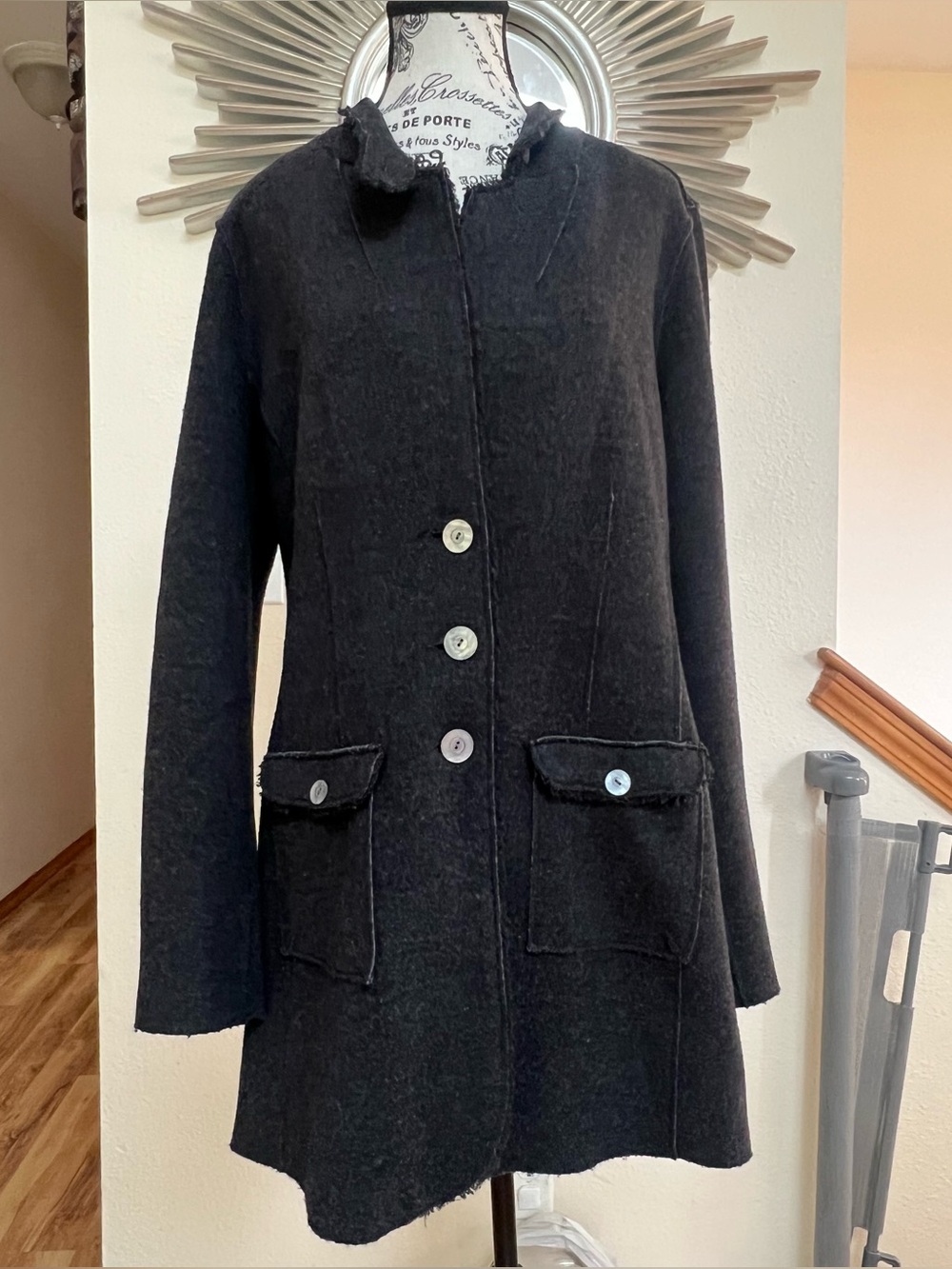 Eileen Fisher $398 Double Felt Merino Wool Jacket Deep Grey Medium